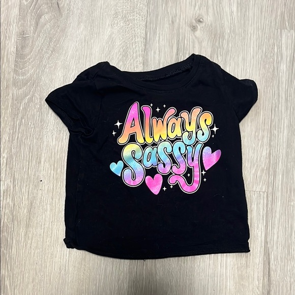 4/$30 Black Kids Shirt with Colorful 'Always Sassy' Print - Picture 1 of 1